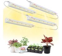 Lampade per Piante T5 da Interno, Confezione da 4Pack (42cm, 10W x 4) Luce LED a Spettro Completo con Riflettori per Piantine, Fascia Luminosa 4000K Bianca per Scaffali e Ripiani