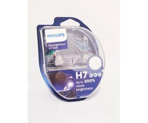 LAMPADE PHILIPS RACING VISION H7 ALOGENE GT200 +200% LUMINOSITÀ 3500K 12V 55W