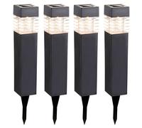 Lampade plug-in, luci solari, lampade da terra, luci da esterno, luci da giardino, batteria ricaricabile IP44, grigio satinato, 4x LED 0,06 watt bianco caldo, AxLxP 38,5x5,8x5,8 cm, set da 4