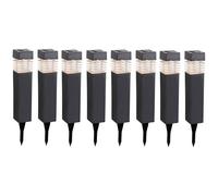 Lampade plug-in, luci solari, lampade da terra, luci da esterno, luci da giardino, batteria ricaricabile IP44, grigio satinato, 2x 4x LED 0,06 watt bianco caldo, AxLxP 38,5x5,8x5,8 cm, set da 8