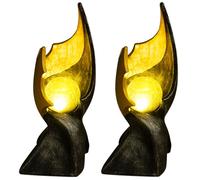 Lampade solari a fiamma solare a LED per la decorazione del giardino esterno lampada solare con effetto fiamma, scultura marrone dorato con incantevole effetto di luce, 1x LED, H 36 cm, set di 2