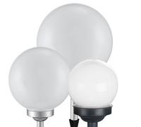 Lampade solari a LED, lampade a innesto, decorazioni da giardino, lampade da esterno, forma sferica bianca con picchetto da terra, IP44, batteria ricaricabile, plastica, bianco-argento, LED, set da 3