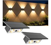 Lampade solari da esterno, applique solari con illuminazione verso l'alto e verso il basso per giardini, impermeabili IP65 con 3 modalità di illuminazione, applique da esterno, set da 2 pezzi