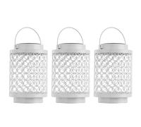 Lampade solari da esterno, decorazioni da giardino, lanterne, lampade orientali, lanterne solari da esterno in metallo bianco, stile orientale, LED, LxA 13x18 cm, set da 3 pezzi