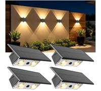 Lampade solari da esterno, set di 4 applique solari con illuminazione verso l'alto e verso il basso per giardino, impermeabili IP65 con 3 modalità di illuminazione, applique da esterno per giardino