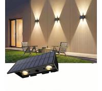 Lampade solari da parete per esterni, 1 pezzo di illuminazione a LED per recinzioni a energia solare, per esterni, illuminate verso l'alto e verso il basso, IP65, impermeabile, per giardino