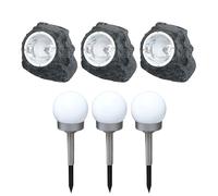 Esterno Lampada Solare a Spiedo Sfera Terrazza Deco Grigio Pietra LED Bianco 6er