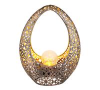 Lampade solari orientali per la decorazione del giardino esterno decorazione del balcone esterno, punzonature decorative sfera di vetro bronzo oro, 1x LED bianco caldo, LxH 21,5 x 27,5 cm