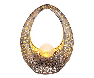 Lampade solari orientali per la decorazione del giardino esterno decorazione del balcone esterno, punzonature decorative sfera di vetro bronzo oro, 1x LED bianco caldo, LxH 21,5 x 27,5 cm