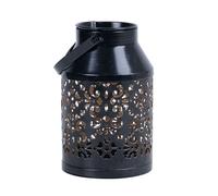 Lampade solari per balcone esterno motivo decorativo decorazione da giardino lanterna solare in metallo fioriera sospesa, nero, LED, DxH 10x16 cm