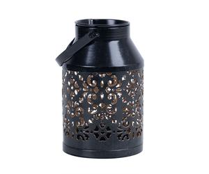 Lampade solari per balcone esterno motivo decorativo decorazione da giardino lanterna solare in metallo fioriera sospesa, nero, LED, DxH 10x16 cm