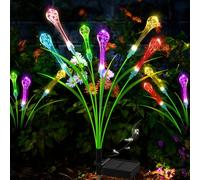 Lampade solari per esterni da giardino, 2 pezzi, 6 LED, colorate, a forma di goccia, da giardino, per esterni, aggiornate, modalità opzionali, luci solari da giardino, IP65, impermeabile, decorazione