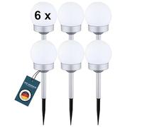 Lampade solari per esterni sferiche con LED Set da 6 luci solari da giardino decorative da 6 pezzi - Decorazione da giardino solare grande - lampada da esterno bianco rotondo - altezza 30 cm
