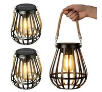 Lampade solari per esterni sospese, 2 lanterne solari in metallo, per esterni, in metallo, da appendere, per esterni, con lampadina a LED, per terrazza, prato, balcone, cortile