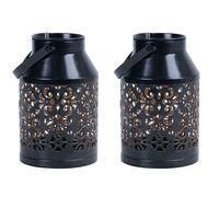 Lampade solari per esterno balcone decorazione modello decorazione giardino lanterna solare in metallo fioriera sospesa, nero, LED, PxH 10x16 cm, set da 2