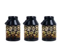 Lampade solari per esterno balcone decorazione modello decorazione giardino lanterna solare in metallo fioriera sospesa, nero, LED, PxH 10x16 cm, set da 3