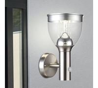 Lampade solari per esterno giardino Faretti solari grigio chiaro per esterno con rilevatore di movimento Applique solari in acciaio inox, sensore, LED, H 28,7 cm
