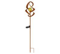 Lampade solari per esterno giardino lampada plug-in IP44 batteria luci solari giardino, girevoli, metallo color ruggine vetro ambra craquelé, 1x LED 3000K, DxH 14,5x90cm
