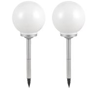 Lampade solari per esterno, sfere, luci a sfera da giardino, set da esterno, lampade solari da giardino, sfere solari, con picchetto in bianco, 4x LED, 25 cm, set di 2