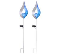 Lampade solari per la decorazione del giardino esterno Lampada solare a luce solare da esterno, effetto luce blu a forma di goccia con sfera di vetro, 1x LED, H 90 cm, set da 2