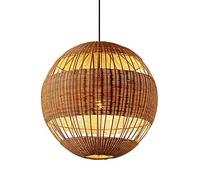 Lampadella leggera a soffitto, stile sud -est asiatico in tema rotonda tessitura a sospensione leggera scura sottile rattan ombra del soffitto, lampada per l'isola della cucina, soggiorno, sala