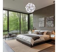 Lampadesign® Set Lampadario moderno e coppia lampade comodini luminose Led Camera da letto moderna Sfera bianca e abat jour di design UFO Luci d'interni moderne Stanza cameretta vintage Lampadine e27