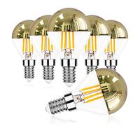 Lampadina a filamento LED retrò P45 4W, lampadina a specchio mezzo oro dimmerabile, lampadina a risparmio energetico bianca calda 2700K, base portacandele E14, equivalente a 40 W, confezione da 6