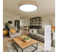 Globo Plafoniera LED Doro, Ø 60 cm, grafite scuro/legno, legno, CCT Globo