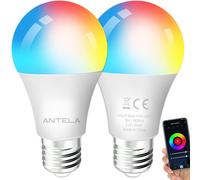Lampadina Alexa ANTELA, Inteligente WiFi LED Bulb E27, Dimmerabile Lampadina RGB [EEK: A+++]