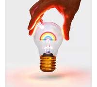 Suck UK Lampadina arcobaleno | Lampade da tavolo a batteria | Lampadina a batteria ricaricabile e luce USB senza fili | Decorazione estetica della stanza e luci arcobaleno per camera da letto |