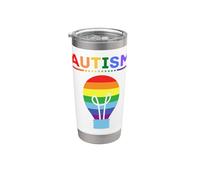 Lampadina arcobaleno per la consapevolezza dell'autismo, supporto autistico, mamma e papà Bicchiere termico in acciaio inox doppia parete
