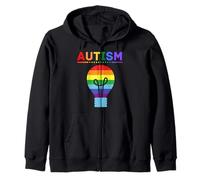 Lampadina Arcobaleno per la consapevolezza dell'autismo, Supporto Autistico, Mamma e papà Felpa con Cappuccio