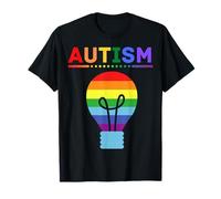 Lampadina Arcobaleno per la consapevolezza dell'autismo, Supporto Autistico, Mamma e papà Maglietta