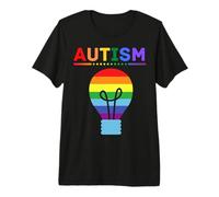 Lampadina Arcobaleno per la consapevolezza dell'autismo, Supporto Autistico, Mamma e papà Maglietta Premium