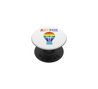 Lampadina arcobaleno per la consapevolezza dell'autismo, supporto autistico, mamma e papà PopSockets PopGrip Adesivo