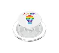 Lampadina arcobaleno per la consapevolezza dell'autismo, supporto autistico, mamma e papà PopSockets PopGrip per MagSafe