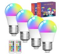 Lampadina Colorata LED,3W G45 E27 LED Multicolore Dimmerabili,Lampadine RGB+Bianco Caldo a Basso Consumo per Illuminazione D'atmosfera