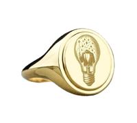 Lampadina del mago in argento sterling 925 | Anello placcato in oro | Anelli con sigillo ovali 15x13 mm | Misura della fascia US 5-12,5 Avelaibal | LKDR_0394