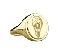 Lampadina del mago in argento sterling 925 | Anello placcato in oro | Anelli con sigillo ovali 15x13 mm | Misura della fascia US 5-12,5 Avelaibal | LKDR_0568