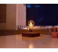 Lampadina DiProgress Light a levitazione magnetica, base effetto legno e Illuminazione LED