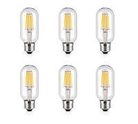 Lampadina E27 T45 LED Edison 6W Bianco caldo 2700K 60W Ricambio a incandescenza Lampadina decorativa LED vintage E27 Lampadina a filamento tubolare trasparente T45 (confezione da 6, non dimmerabile)