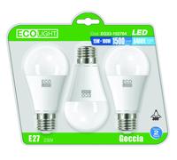 LAMPADINA ECOLIGHT LED A+ E27 GO.15W F. CONF. 3 PEZZI