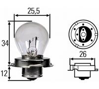 HELLA 8GA 008 899-061 Lampadina - S3 - Standard - 6V - 15W - Tipo zoccolo: P26s - Scatola - Quantità: 10