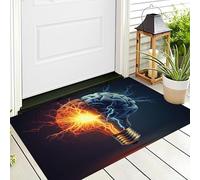 Lampadina Flash Zerbini Per Interni,Tappeto Ingresso Zerbino Morbidi Illustrazioni Creative Per Interni Cucina Porta Anteriore Posteriore Animali Domestici E Cani,40X60Cm Blu Rosso