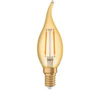 OSRAM Lampada LED Vintage 1906 Classic BA FIL, E14, colpo di vento, oro, 2.5W, 220lm, 2400K, luce bianca molto calda, filamento magnetico, basso consumo energetico, lunga durata