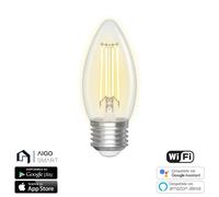 Lampadina Led a Filamento Smart C35 E27 4,5W WiFi CCT luce regolabile e dimmerabile Aigostar