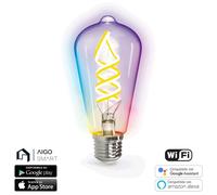 Lampadina Led a Filamento Smart ST64 E27 4,9W WiFi RGB CCT luce regolabile e dimmerabile Aigostar
