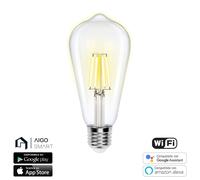 lampadina smart led a filamento st64 6w e27 wifi cct 2700k-6500k 850 lumen d64h138mm compatibile con alexa e google assistant