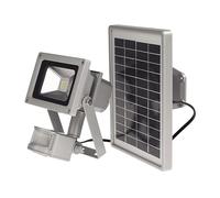 as - Schwabe Chip-LED luce da lavoro con rilevatore di movimento - 10 W faretto professionale da costruzione con pannello solare - Adatto per illuminazione esterna - IP44 - argento