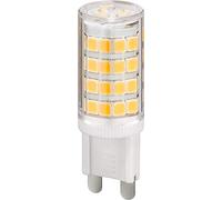 Lampadina LED compatta Goobay, 3,5 W, G9, sostituisce una lampadina a incandescenza da 40 W, bianco caldo, angolo di radiazione 300°, 80 Ra, 400 lm, 3000 K, per faretti da incasso/plafoniere 77427